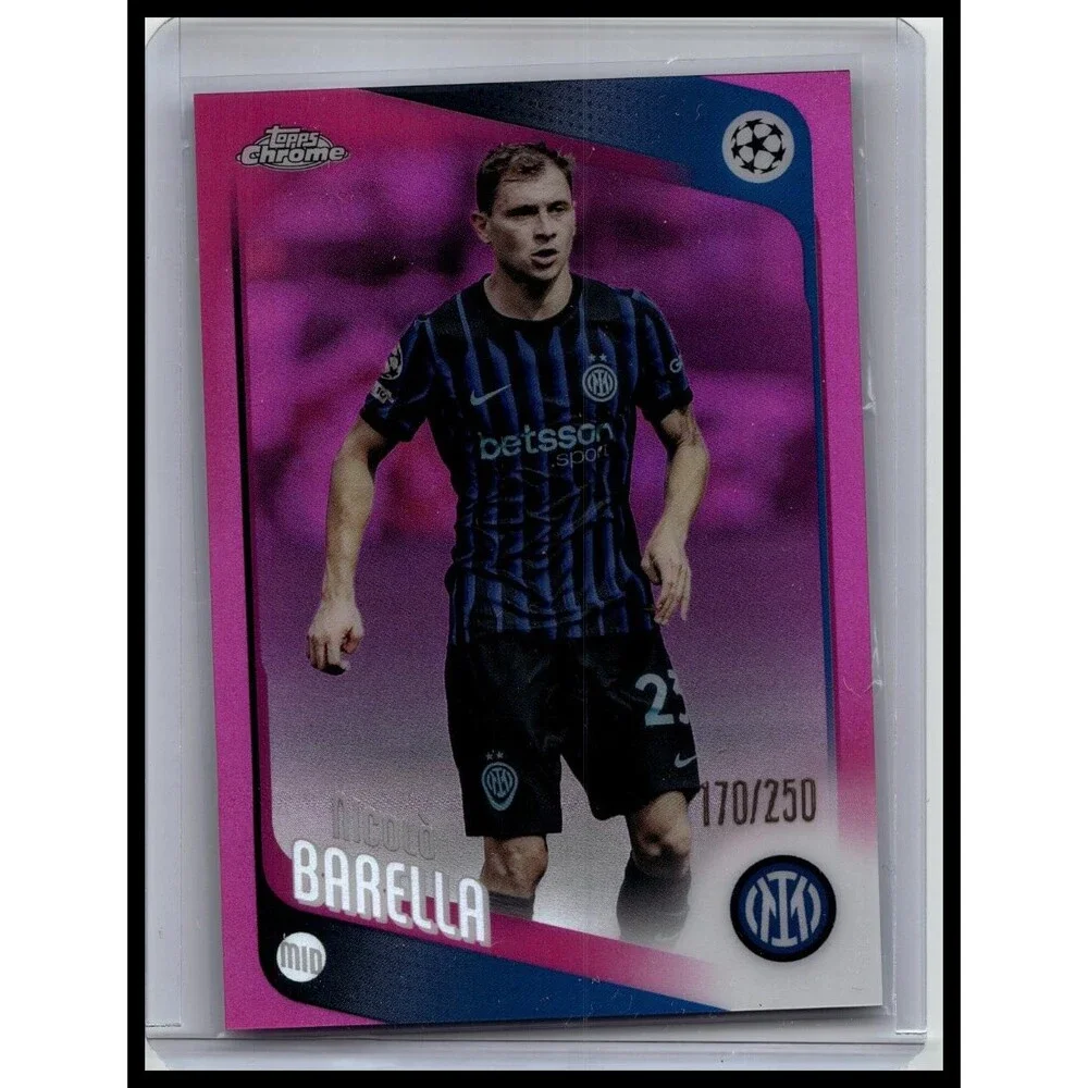 2025-26 Topps Chrome UEFA Nicolò Barella #108 Inter Milan Pink Refractor #/250